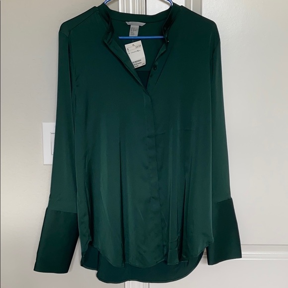 dark green satin blouse